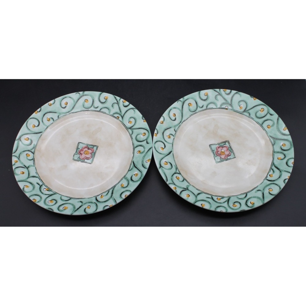 Vintage Set of 2 Corelle Impressions Watercolor Flower Salad Plates 8.5”